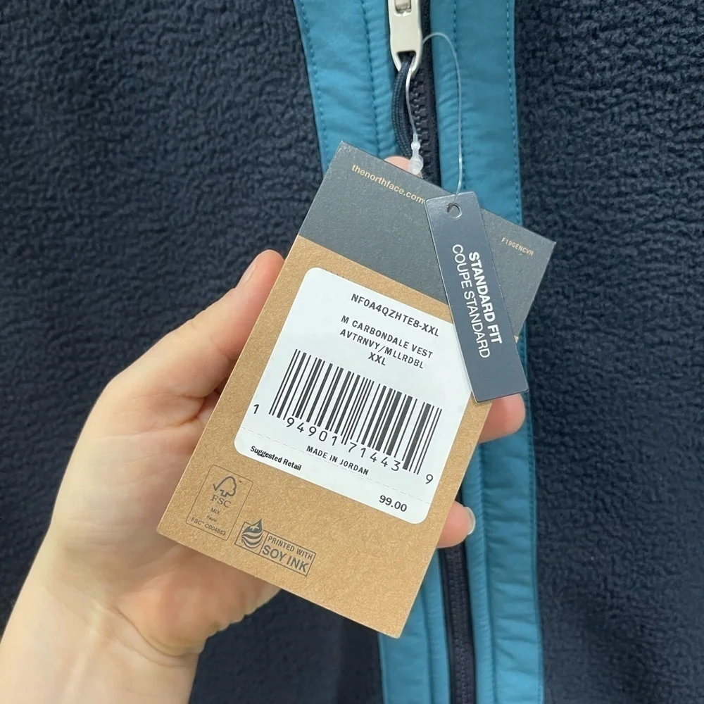 The North Face Men’s Carbondale Vest Full Zip Aviator Navy Mallard Blue XXL New
